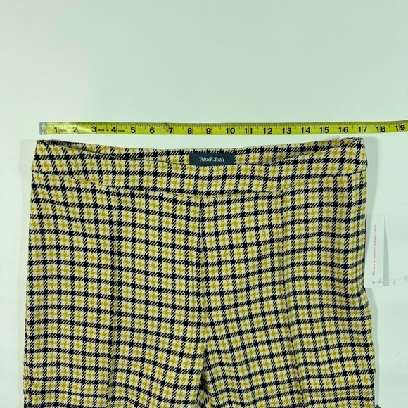 New ModCloth About to Bloom Cropped Pants Yellow Check - Picture 8 of 10